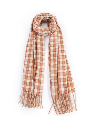 Fringed Plaid Long Scarf SF320088 PINK